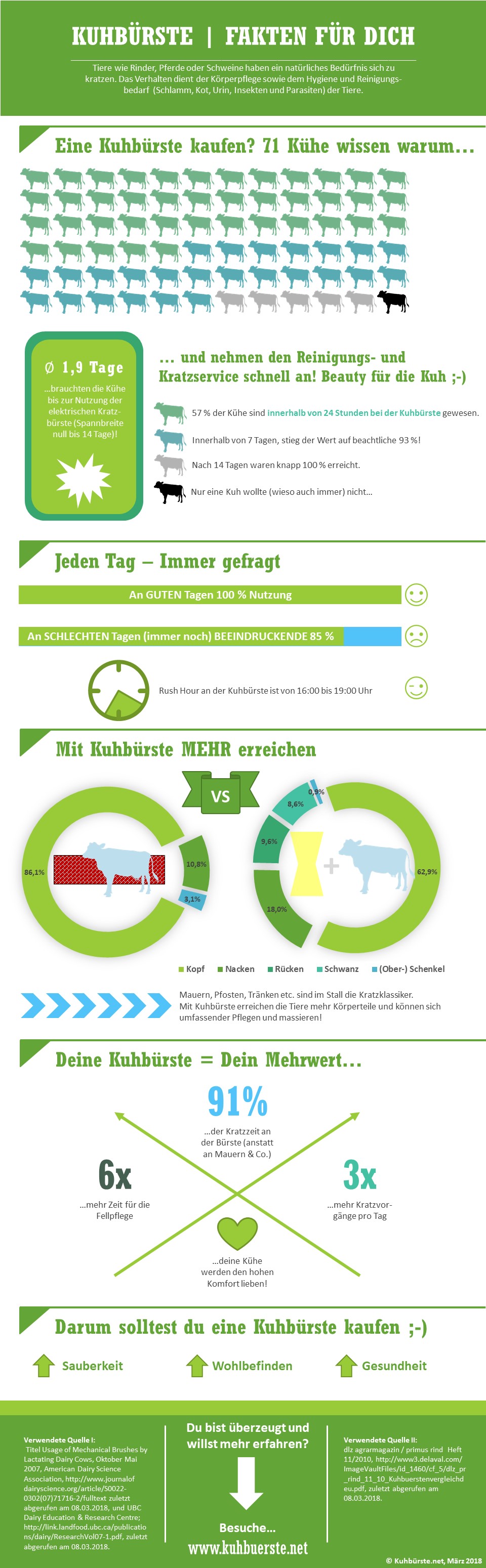 Kuh-Viehbürste Infografik